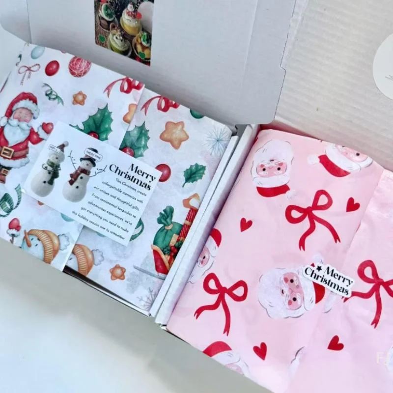 [YU]10개 크리스마스 티슈 포장지 생일 선물 포장지 축제 공예 포장지 크리스마스용