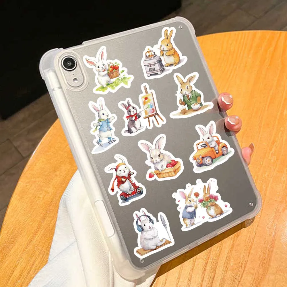 50PCS Bunny Rabbit Daily Day Cartoon Stickers Aesthetic Decals for Bike Bottle Suitcase Scrapbooking Children Gifts Sticker