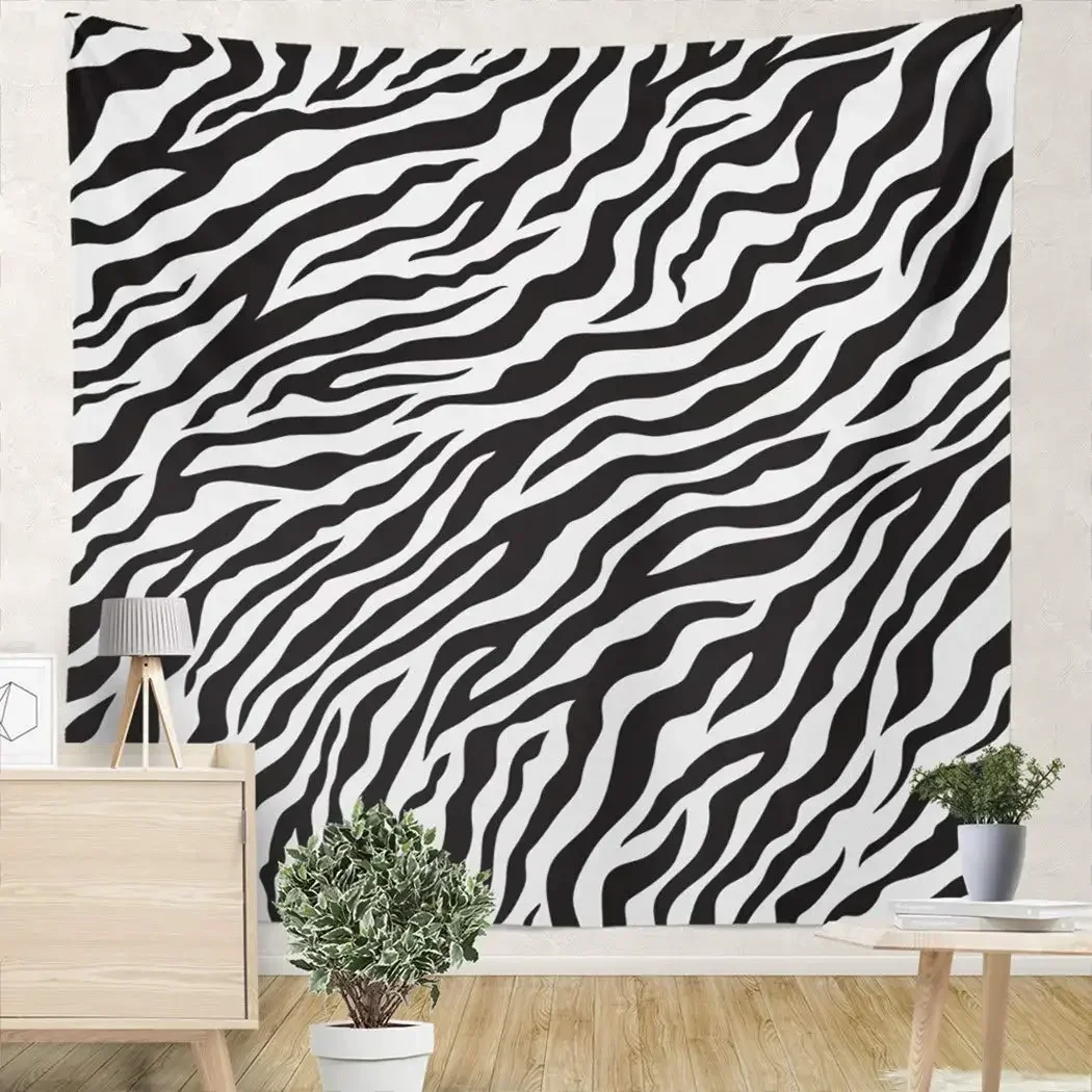 Zebra Fur Tapesrties Decor Living Room Bedroom Black White Stripes Art Wild Animals Skin Tapestry Wall Hanging for Home Decor