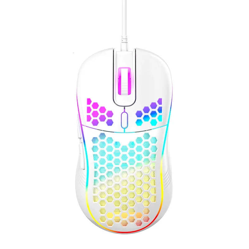 Rechargeable Wireless USB Wired Dual Mode Gaming Mouse, Lightweight Hollow Honeycomb Ergonomic 7200DPI Adjustable RGB Luminous O