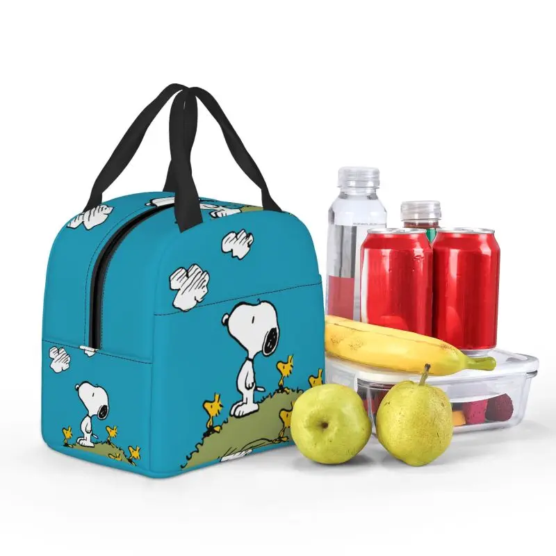 Custom Cute Cartoon Snoopy Lunch Bag Women Portable Cooler Thermal Insulated Lunch Box for School Storage Food Bento Box