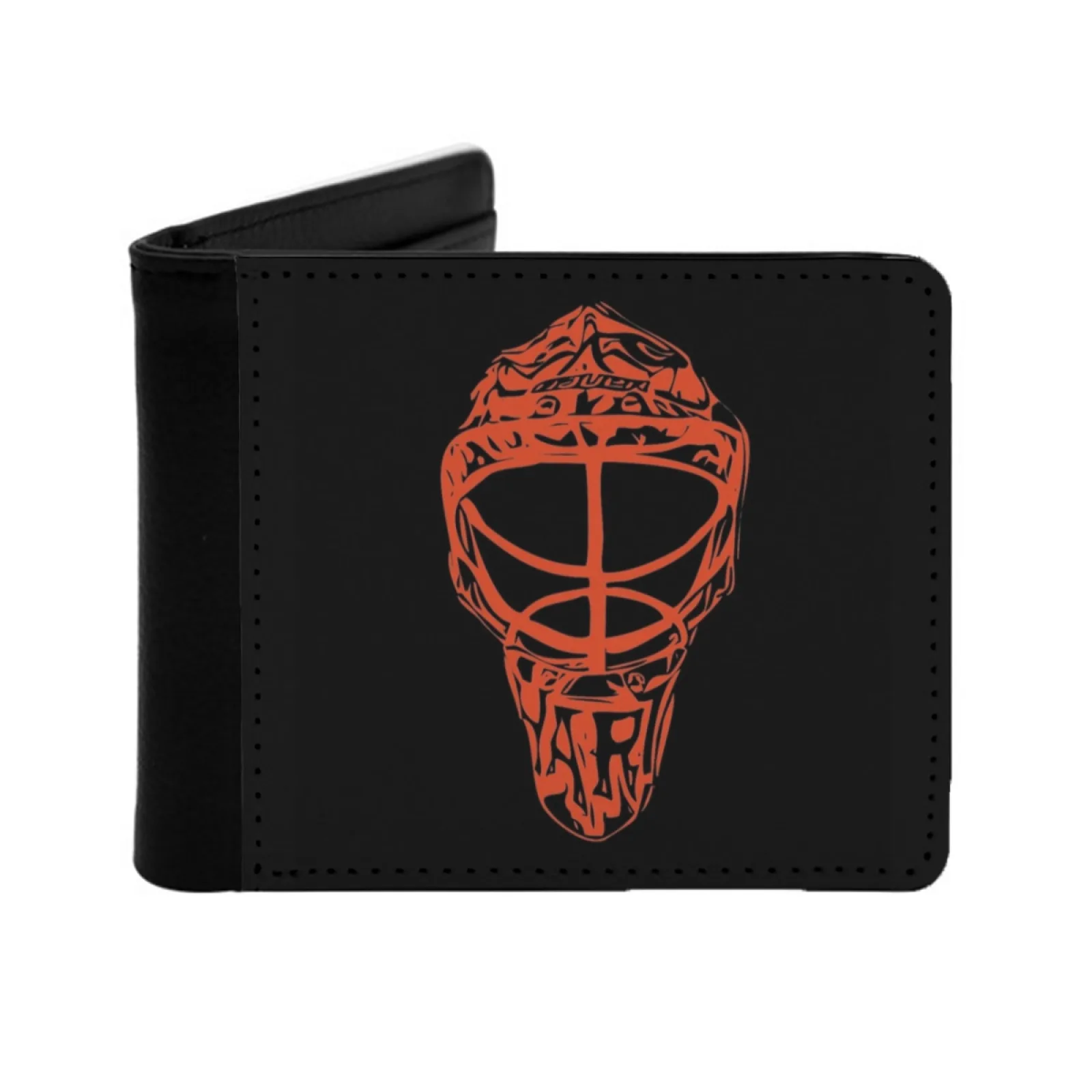 Carter Hart Mask Personalized Men's Leather Wallet Credit Card Pouch Purse Flyers Hockey Philly Philadelphia Goalie Carter Hart