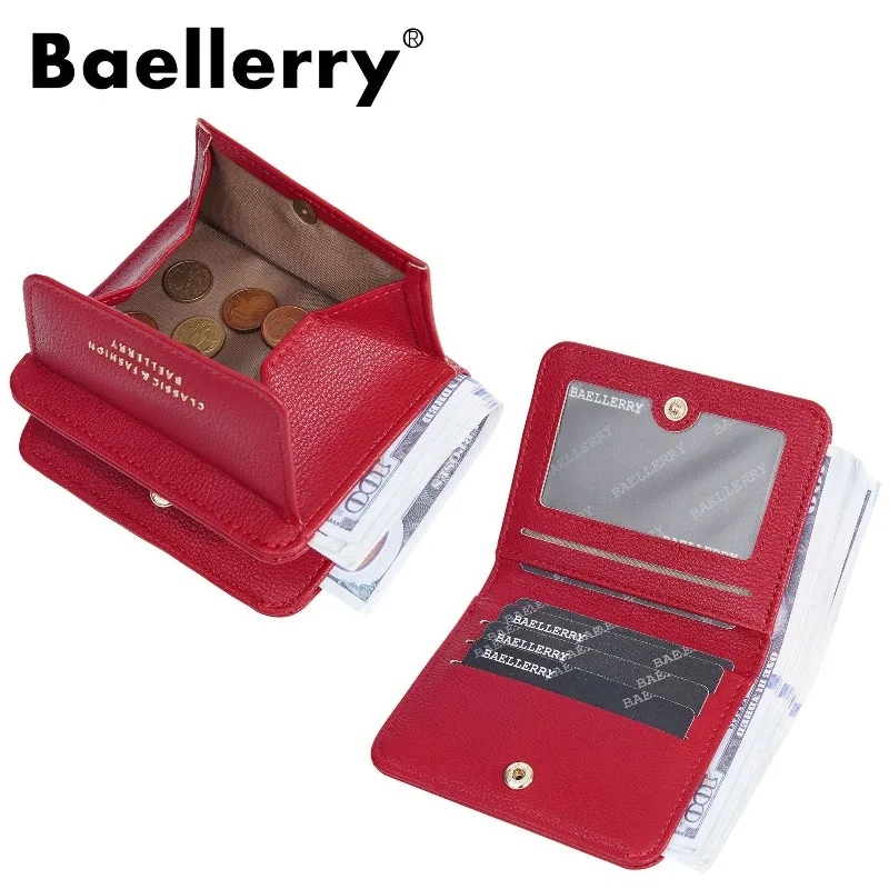 Baellerry Fashion Women's Wallet Features Printed Design Multiple Card Slots Zipper Coin Purse Short Zipper Card Holder