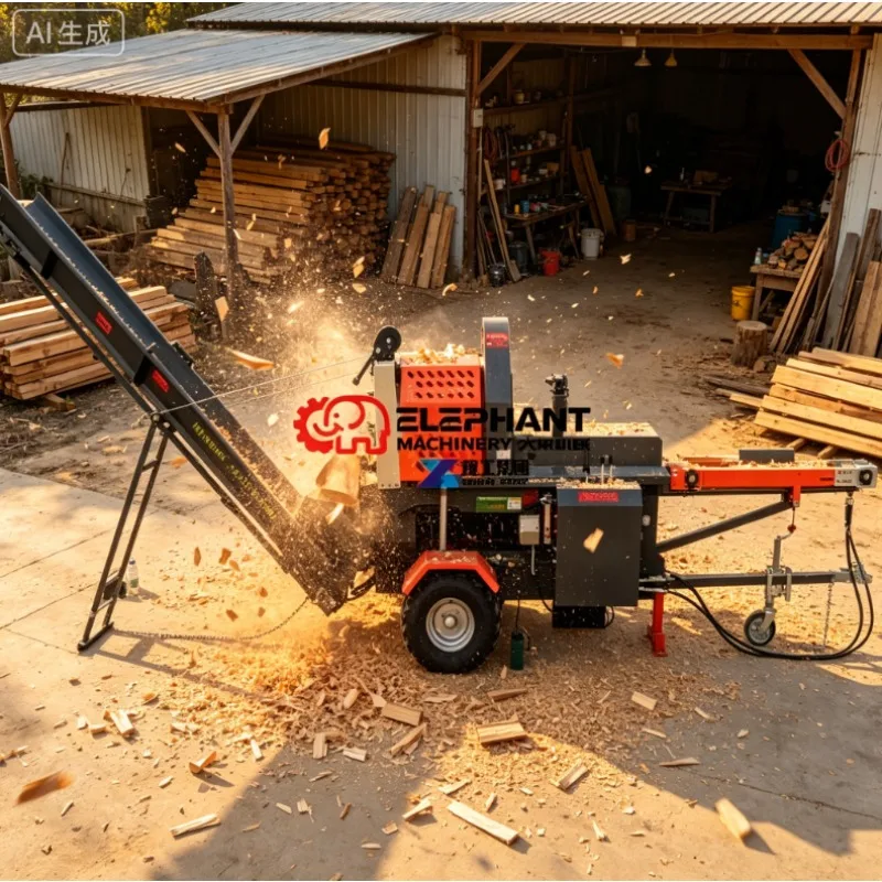 Forestry Machinery Petrol Engine Fire Wood Processor Cheap Skid Steer  Firewood Processor Wood Log Cutter and Splitter