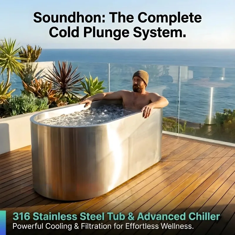 Premium Marine Grade 316 Stainless Steel Ice Bath Tub Anti Corrosion Cold Plunge Pool For Luxury Health Spa Center