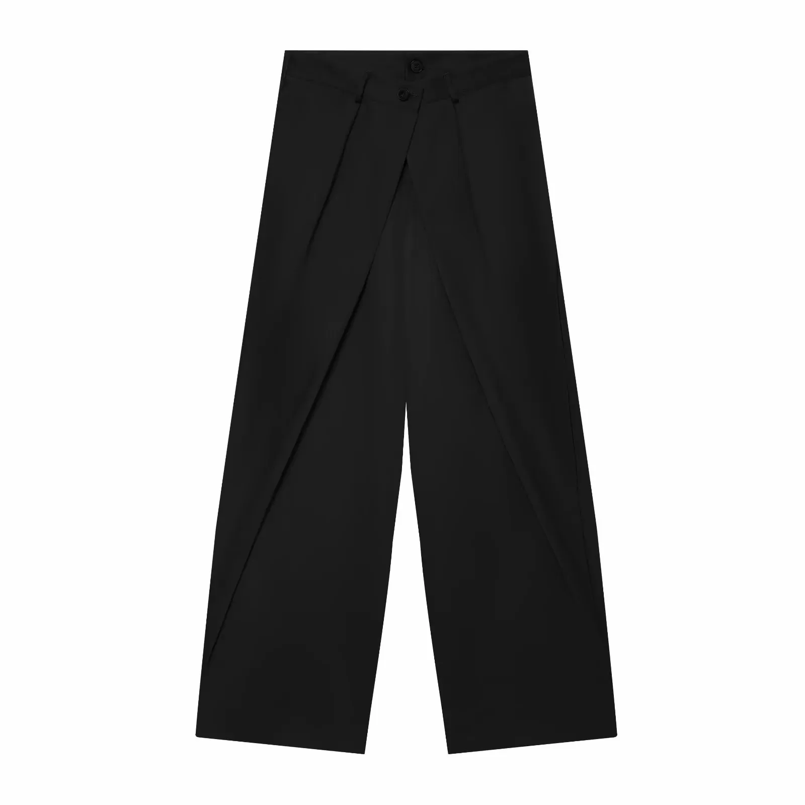 Damen High-Waist Weite Hosen Lässige Gestreifte Doppelknopf Elegante Loose-Fit Hosen – Detail 3