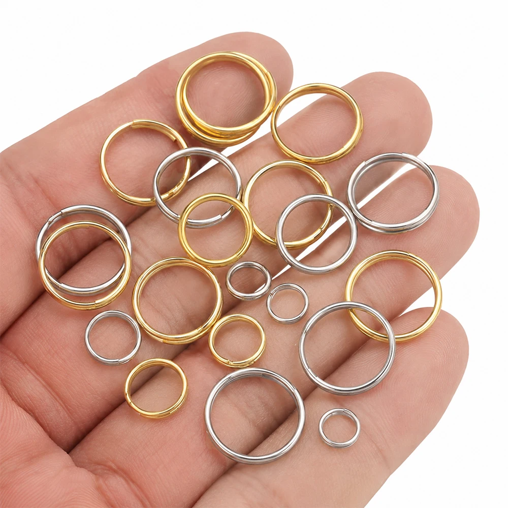 100-50pcs 5/6/7/8/10/15mm Stai - Gold Plated Ring 评论和价格