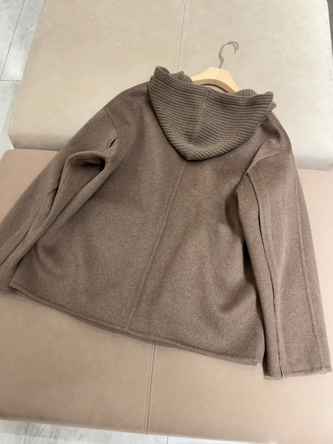 ( High-value customized products do not support Returns ）Hooded 100% Cashmere Coat Reversible