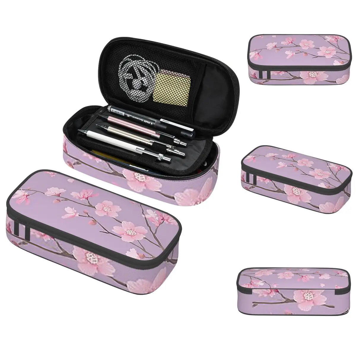 Cherry Blossom Flower Plant - Pastel Purple Pencil Case for Kids School Pen Box Pencil Bag Stationery Supplies Pen Holder Bag