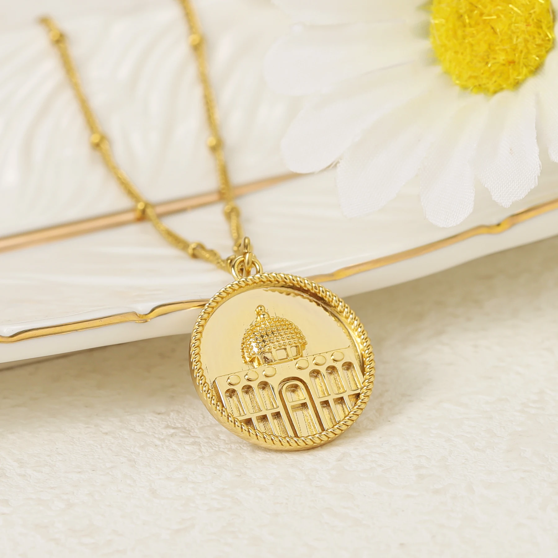 Dome of the Rock Necklace-Palestine High Quality Stainless Steel Round Necklace Islamic Jewelry Holiday Gift For Women And Men