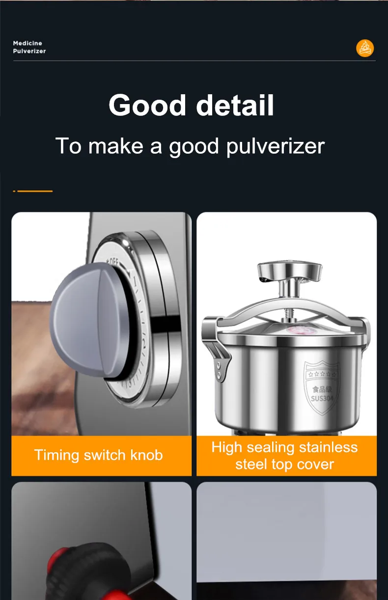 220V 1000g/2000g Getreide-, Gewürz-, Kräuter-, Kaffee- und Trockenfutter-Mühle, Mahlmaschine, Haushaltsmühle, Mehl- und Pulverzerkleinerer – Detail 24