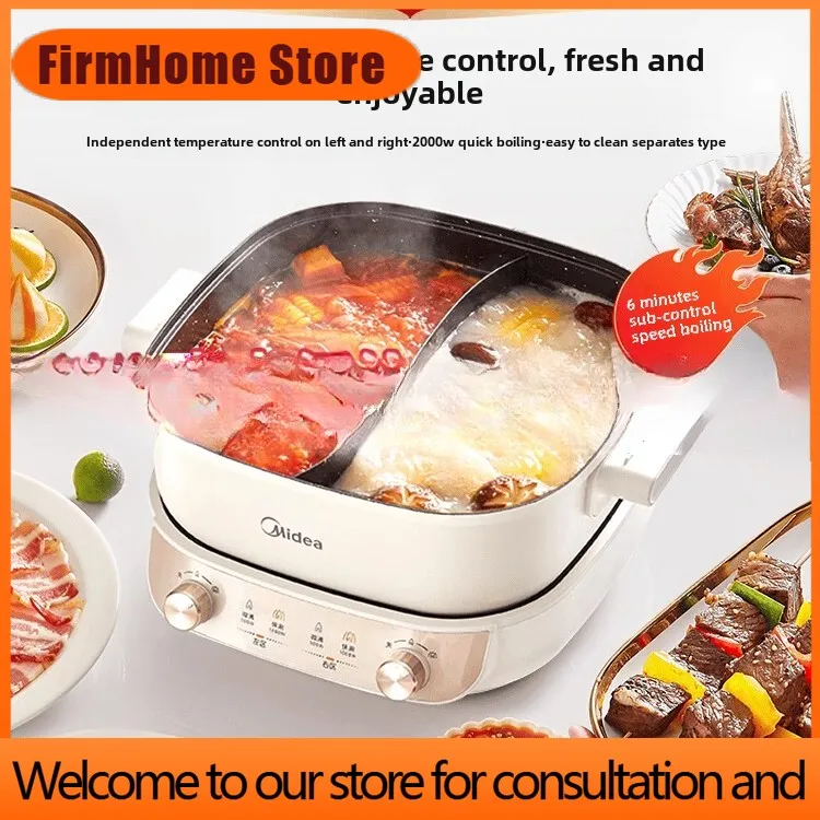 FirmHome StoreElectric Hot Pot Household Double Pot Split 5.5L Multi-function Split Electric Cooking Frying Electric Frying Pot