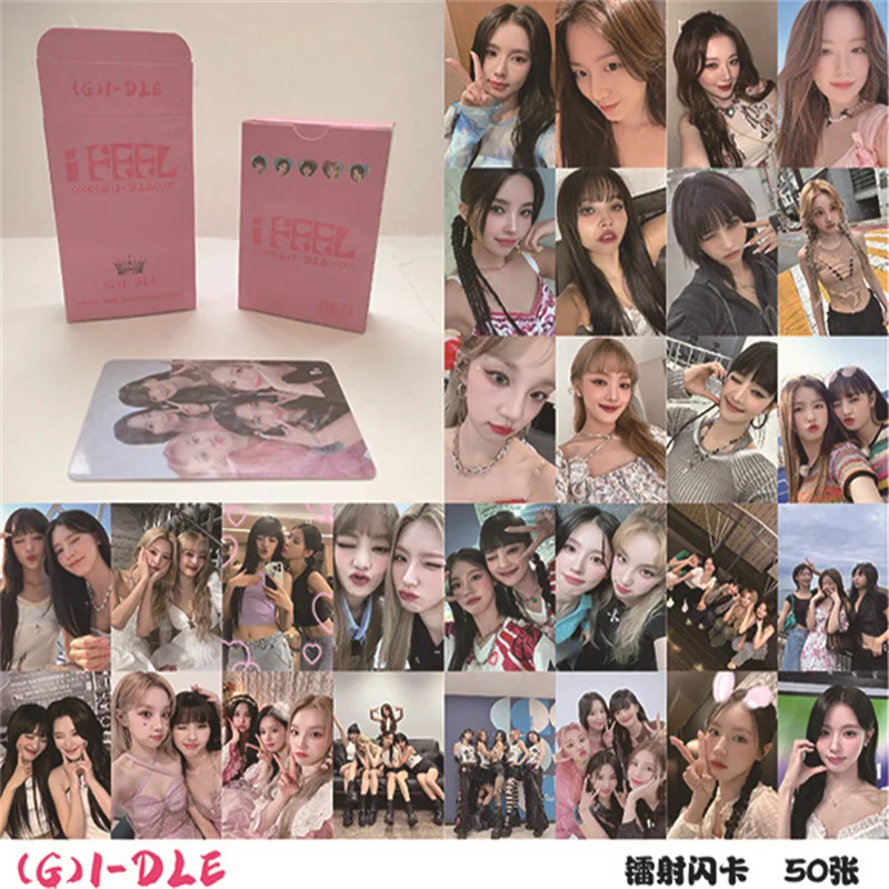 KPOP 50 шт. GIDLE Laser Card альбом LOMO Card Yuqi Minnie Photo Card Высококачественная коллекция девушек Подарок блестящая открытка (G)I-DLE