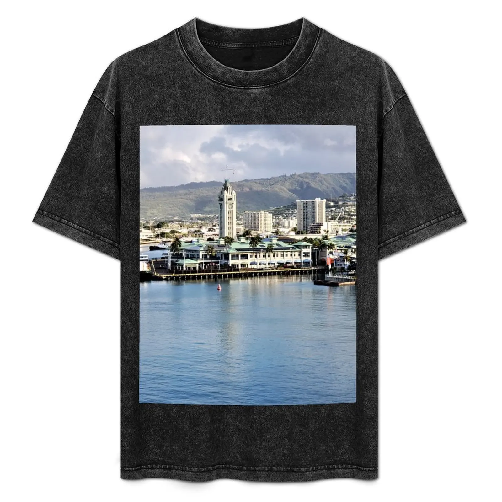

Футболка Honolulu Harbor Aloha Tower, повседневная универсальная футболка с короткими рукавами