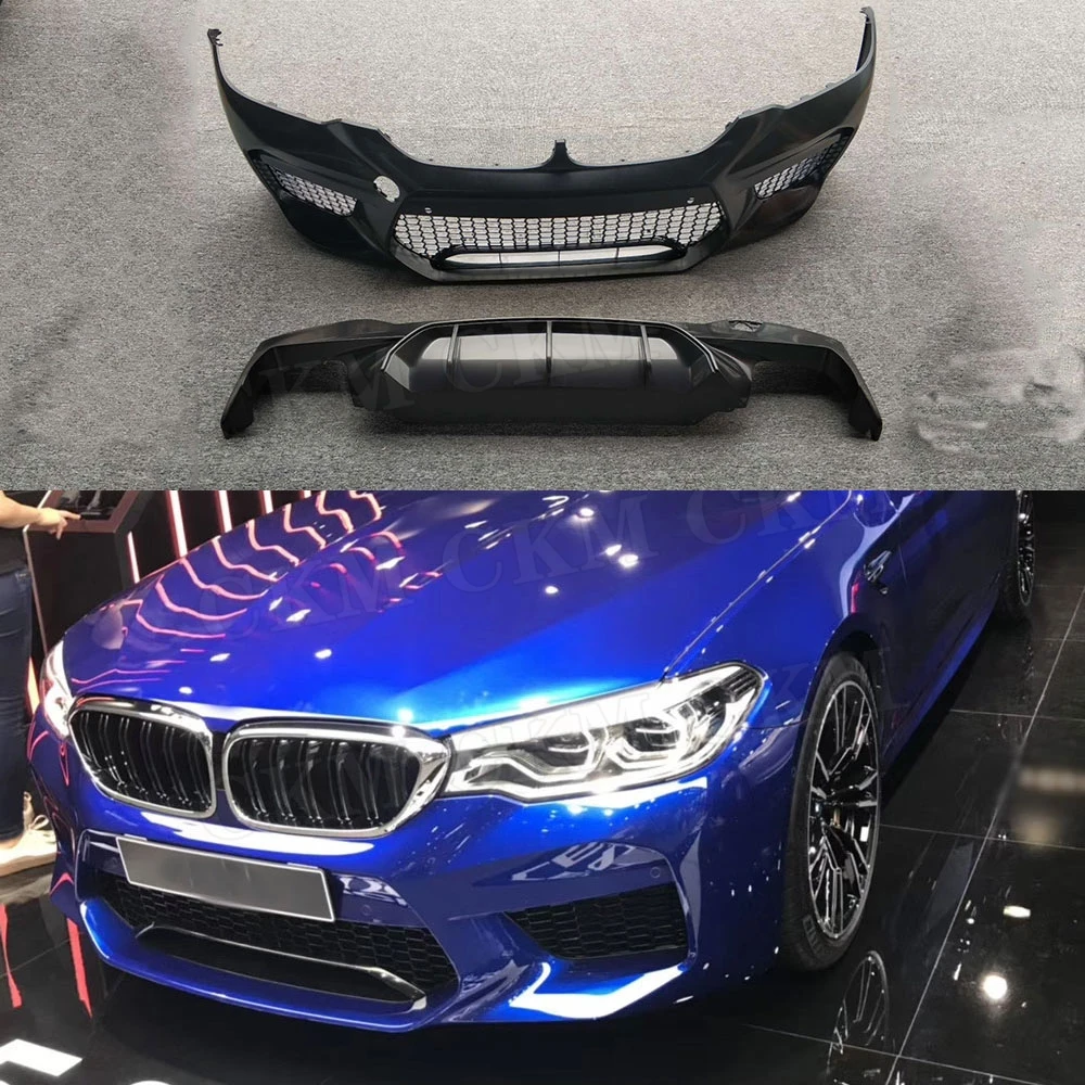 

PP Black Front Bumper Rear Lip Diffuser for BMW 5 Series G30 G31 G38 2017 2018 Change to F90 M5 Style Bumper Car Styling