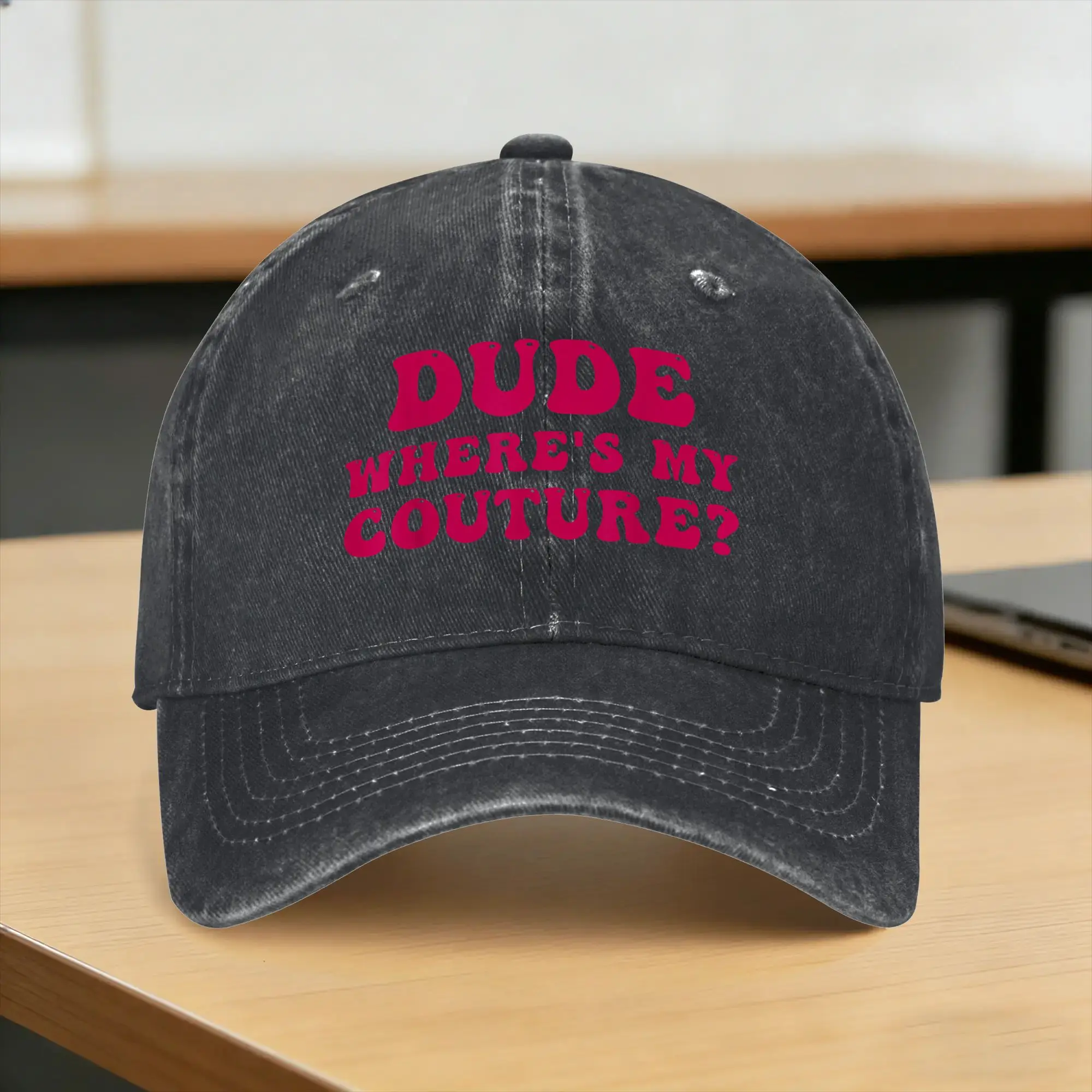 Dude Where's My Couture Groovy Sarcastic Funny Meme Saying Baseball Cap Sun  Outdoor Sport Breathable Washed Trucker Hat