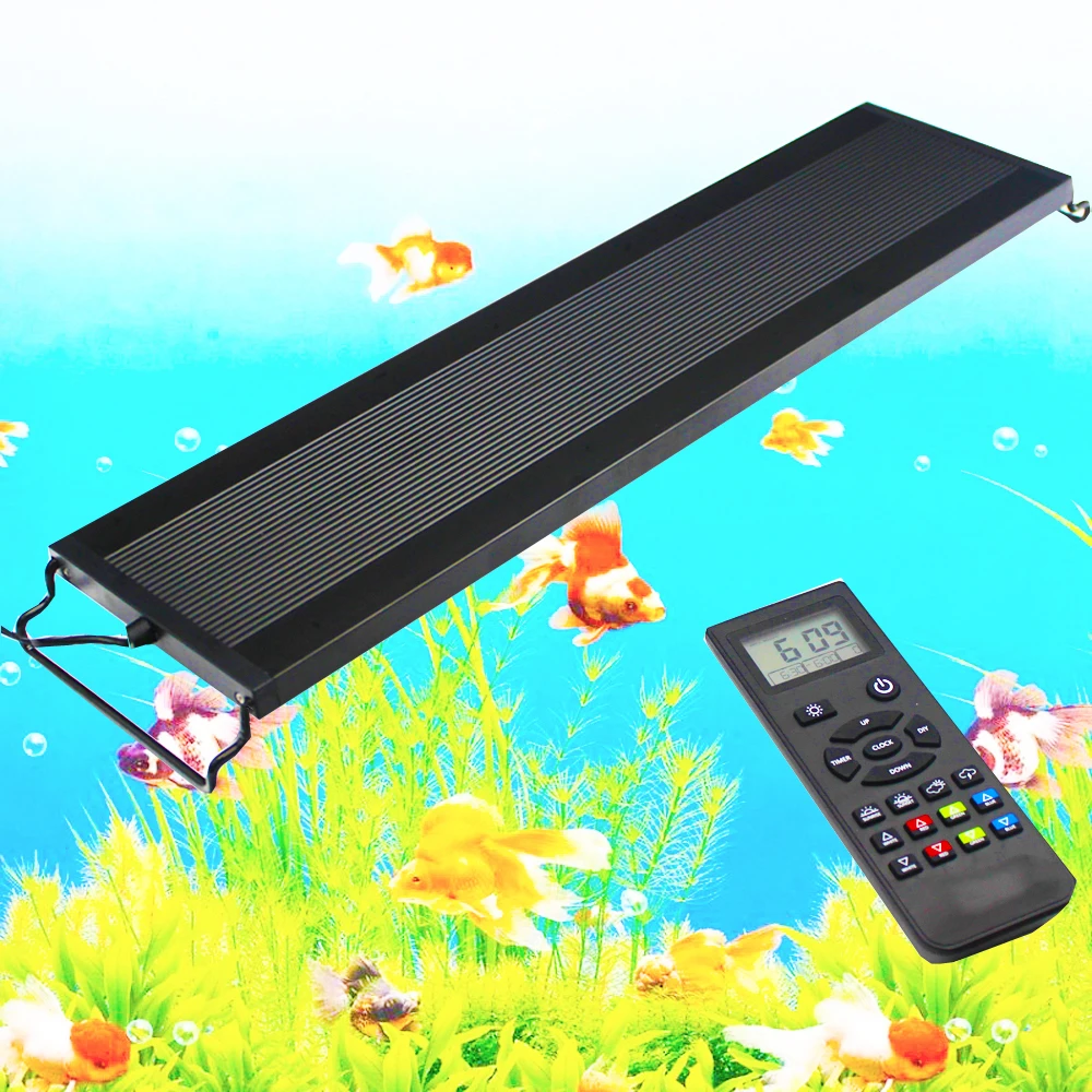 Wireless Remote Planted Fish Aquarium LED Light RGBW 4 Channels Dimmer 8 Timer DIY Mode Memory Function For 12-18inch Tank