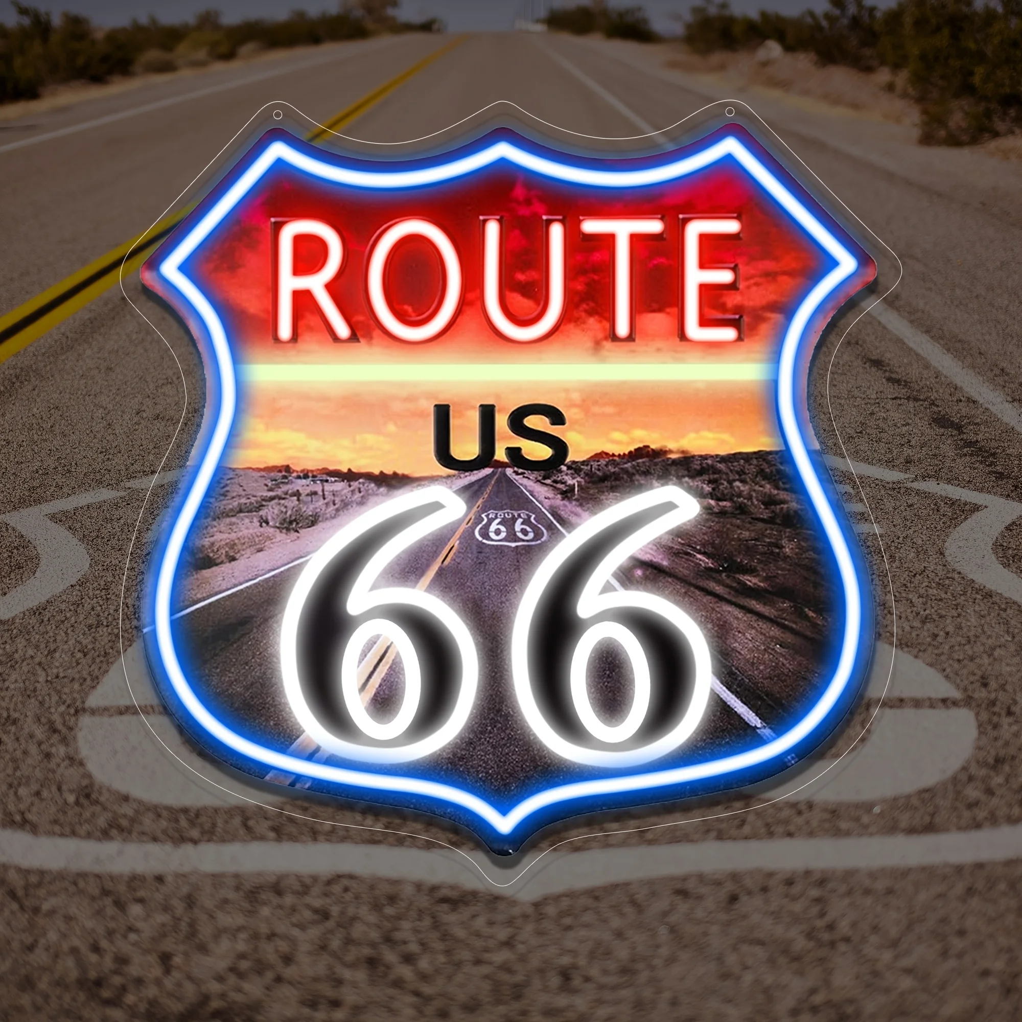 Route 66 Enseigne Au Néon USB Alimenté LED Néon Mur Art Dimmable Style Vintage pour Bureau À Domicile Bar Homme Grotte Décor USB Alimenté