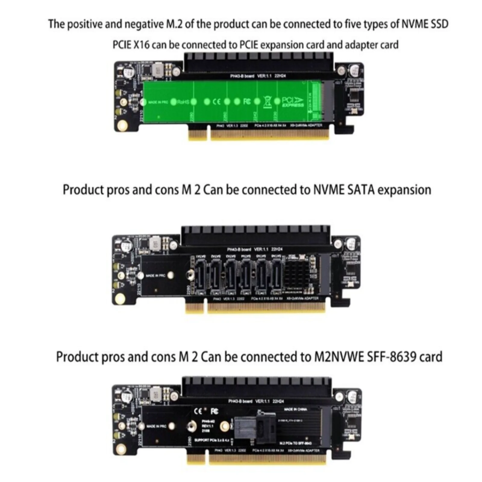 

Плата расширения PCIE 4,0 разделитель PCIE X16 на X8 + X4 + X4 Quad VROC M.2 NVMe порт DIY плата расширения адаптер замена