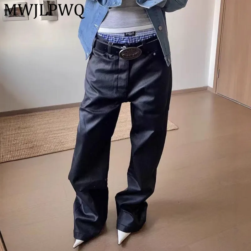 

MWJLPWQ 2026 Мужские джинсы в американском ретро-стиле, трендовые, слегка эластичные, свободные, прямые, с эффектом наслоения, 13900