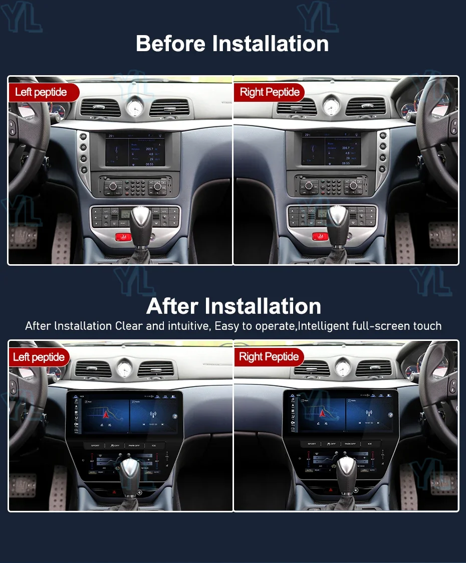 22 inch QLED Screen Android 13 For Maserati GT 2007 - 2015 Car Radio Multimedia Video Player Auto Air Conditioning Panel Carplay