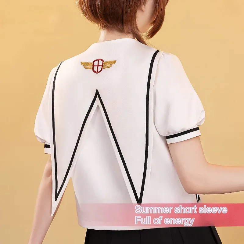 Anime Card Captor 키노모토 사쿠라 코스프레 의상 여름 및 겨울 여성 학교 유니폼 풀 세트 파티 카니발 드레스 upc;8,k'5