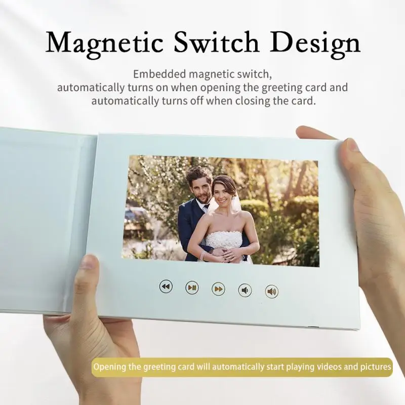 7 Inchs Wedding Video Book Card 4Gb Lcd Invitation Gift Music Greeting Card Upload Videos Birthday Photos Invite Digital Frame
