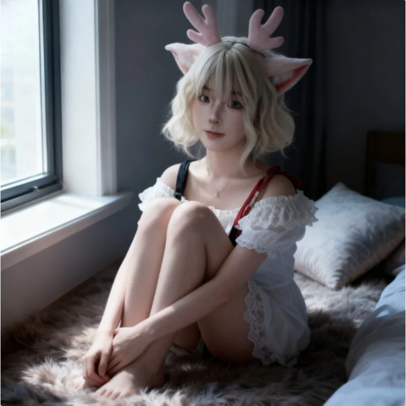 Plush Deer Antler Headband For Women Girls Anime Cosplay Costume Accessory Halloween Christmas Party Hair Clip