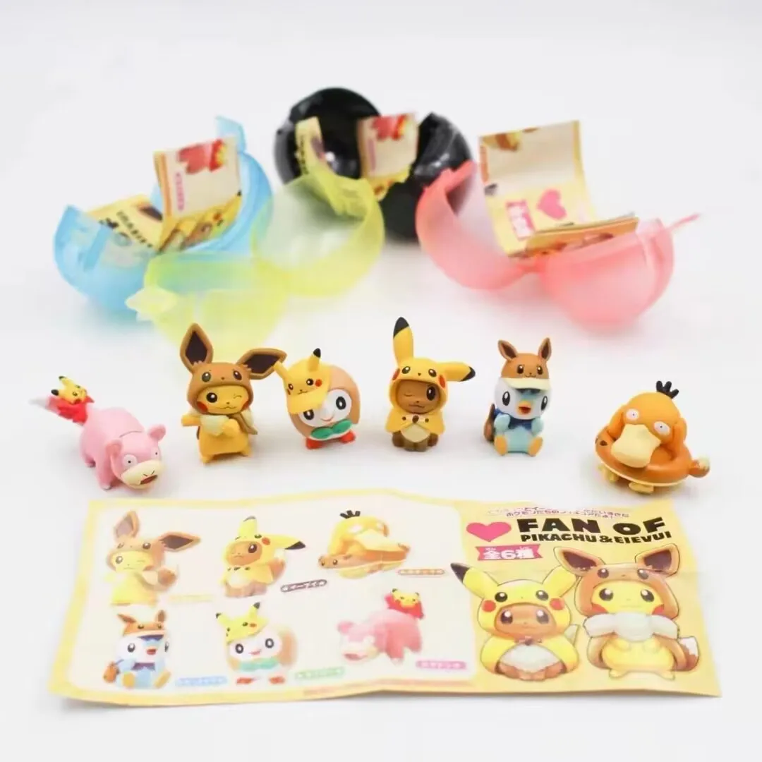 6Pcs/Set Pokemon Monster Anime Figure Capsule Toy Egg Dolls Pikachu Piplup Psyduck Slowbro Owl Eevee Cute Model Children Gift