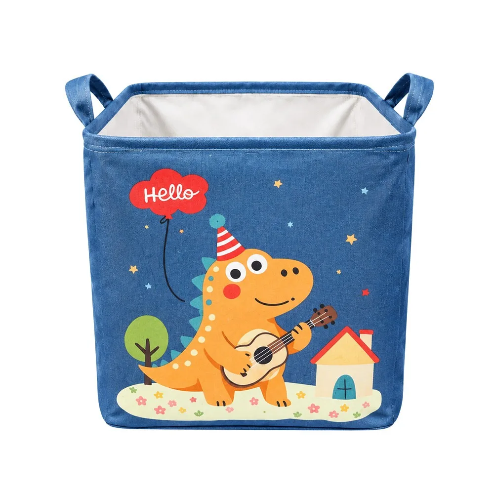 32x32cm Foldable Storage Basket Fabric Waterproof Car Trunk Organizer Cartoon Pattern Square Shape Laundry Basket Home Office