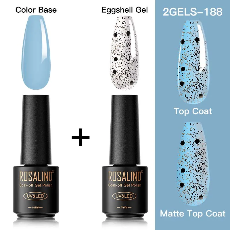 ROSALIND Nail Gel Polish Set Gel Kit 2PCS Nail Art Salon/DIY Design Semi Permanent UV/LED Hybrid Vanishes Bule Eggshell Nail Set