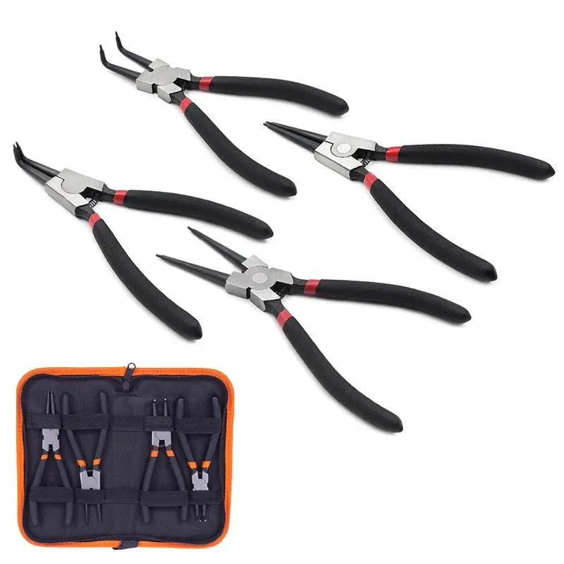 7 Inch Circlip Pliers Set Internal External Ring Spring Pliers for Removing and Installing Round Snap Locking Rings Hand Tools