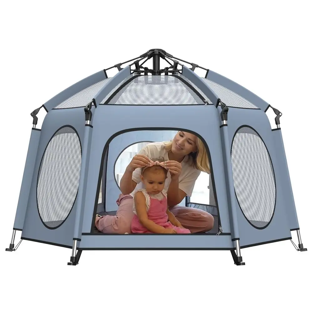 Snel op te zetten lichtgewicht draagbare box met luifel, UPF50+, bugnet voor peuters - gebruik binnen/buiten/strand (veiligheidsgecertificeerd)