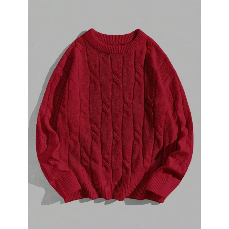 

Unisex Cable Knit Sweater Twist Pattern Men's Knitted Sweater Cross-Border Fashionable Spring Season Non-Shrinking Fabric