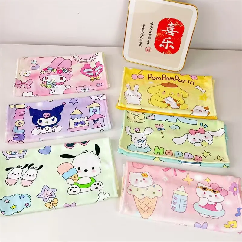 Sanrio Olá Kitty Toalha de Banho, Children's Home Absorvente Toalha de Banho, Girl Heart Soft Towel, escovado Impresso, Long Cartoon, Kuromi