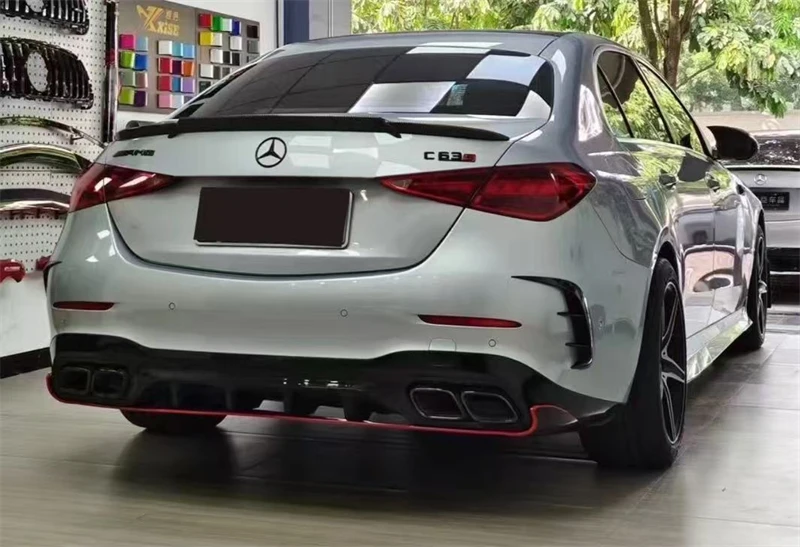 メルセデスベンツ W206 C43 C63 C200 C260 2020 2021 2022 2023 2024 高品質 ABS ブライトブラックフロントリップリアリップスポイラーキット