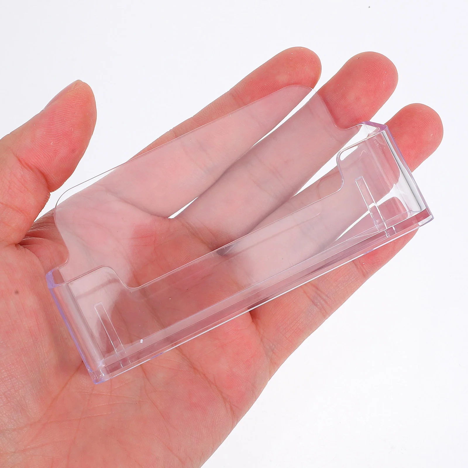 

2pcs Acrylic Business Card Holder For Desk Single Slot Clear Card Display Stand - Office Desktop Organizer For Name Tag Storage