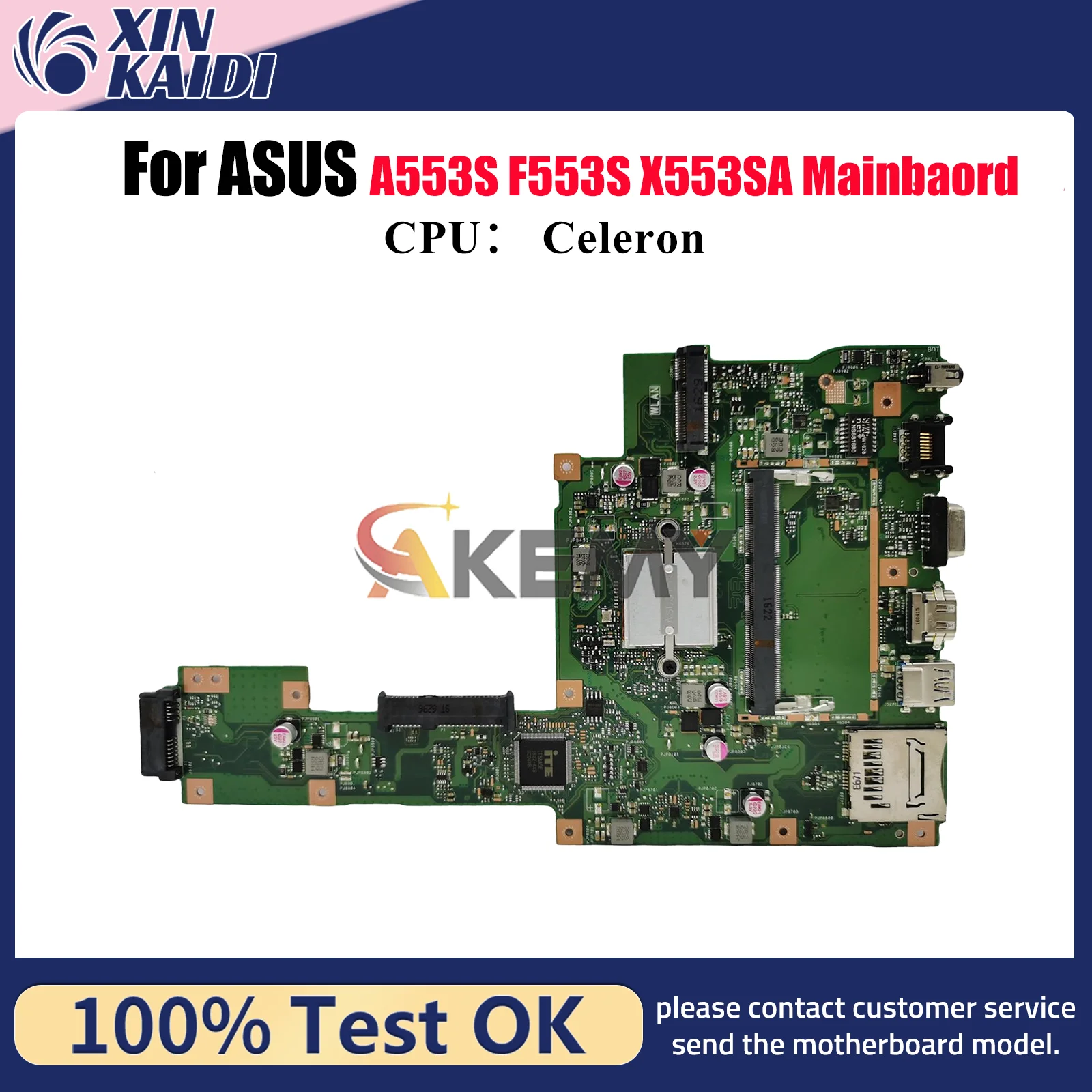 

X553SA Laptop Motherboard For ASUS VivoBook A553S F553S X553S X553SA Notebook Mainboard With Celeron CPU 100% tests OK fast ship