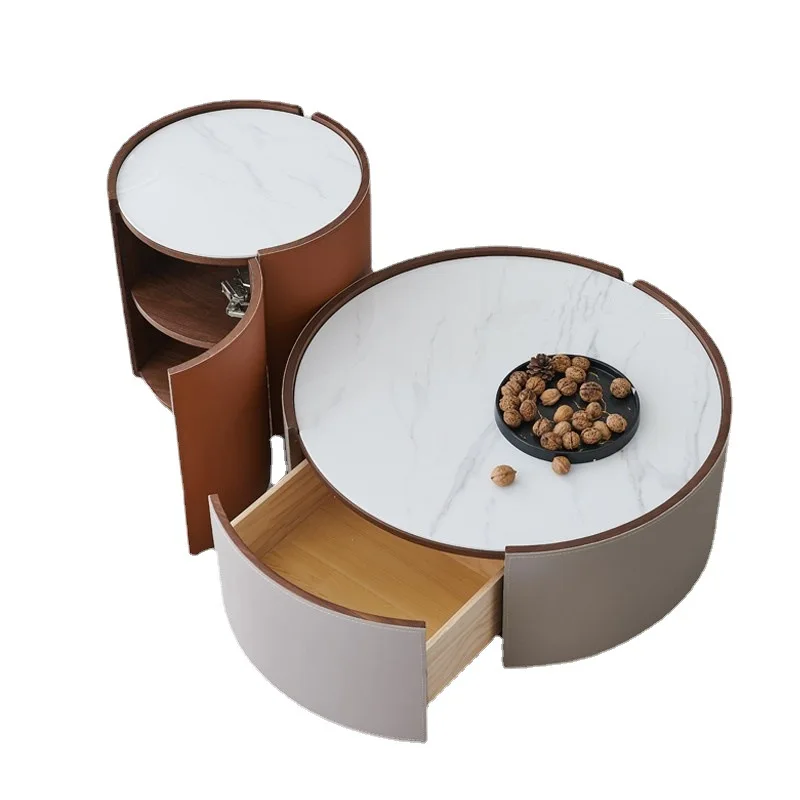 Rock slab coffee table combination modern creative mini tea table personalized small round table