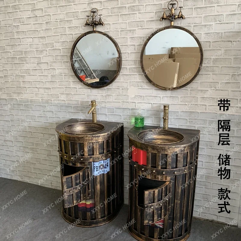 Industrial Style Wash Basin Creative B & B Wash Basin Hotel Integrated Container Column Washstand