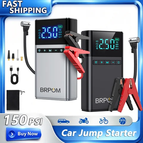 1500A Peak 3-IN-1 Car Jump Starter With Air Compressor Auto Battery Booster 150PSI Air Pump Portable Power Bank Tire Inflator With LED Light