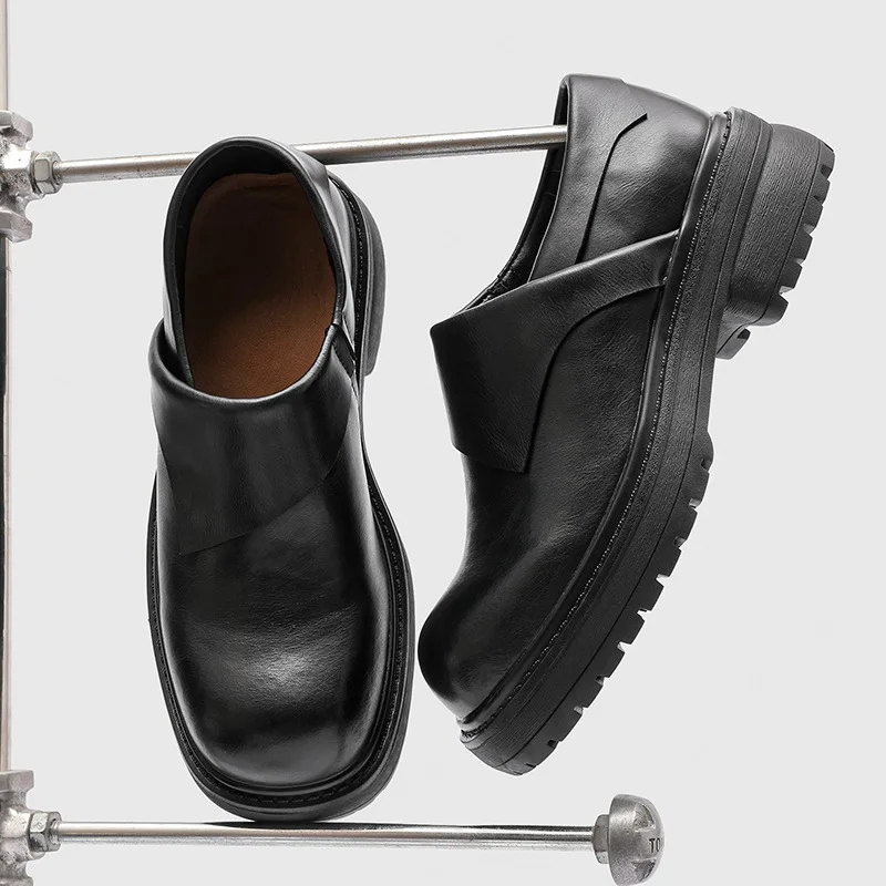 Новинка 2025 года, мужские повседневные туфли-дерби на толстой подошве с большим носком, увеличивающие рост, деловые свадебные туфли для пар