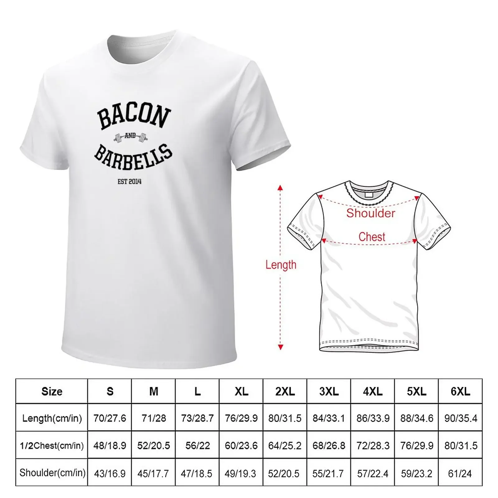 BACON AND BARBELLS EST 2014 T-Shirt sublime heavyweights graphics mens clothing