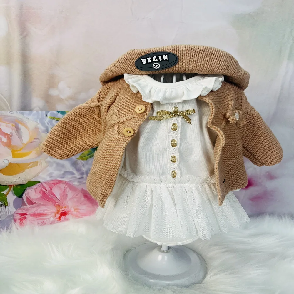 Clothes for Silicone Baby 55 cm / 22 inch Doll  Clothing Set Bebes Reborn menina Girl Doll Outfit Toy Gift Sweater 3 piece set