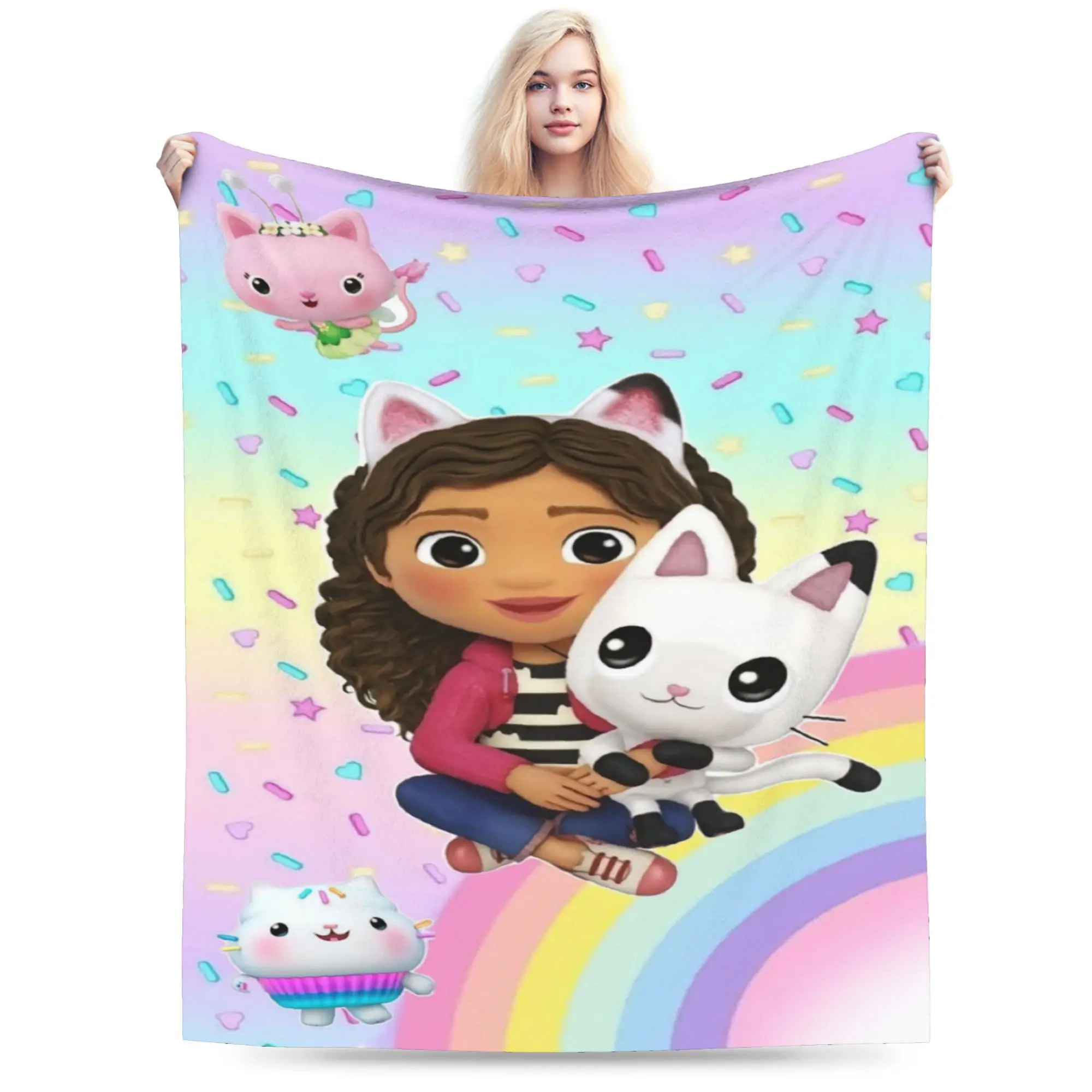 Gabbysed dollhouses Blanket Quality Soft  Throw Blanket Winter Girls Boys Couch Chair Sofa Bed Pattern Bedspread
