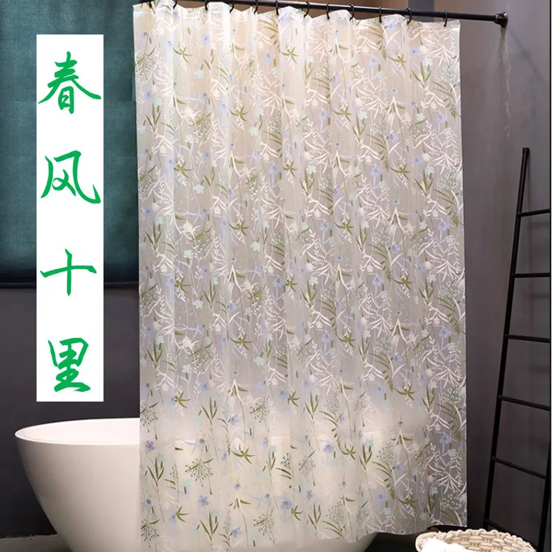 EVA Shower Curtain Transparent Lining Waterproof Bathtub Bathing Cover Print Thickened Bathroom Bath Curtains Liner