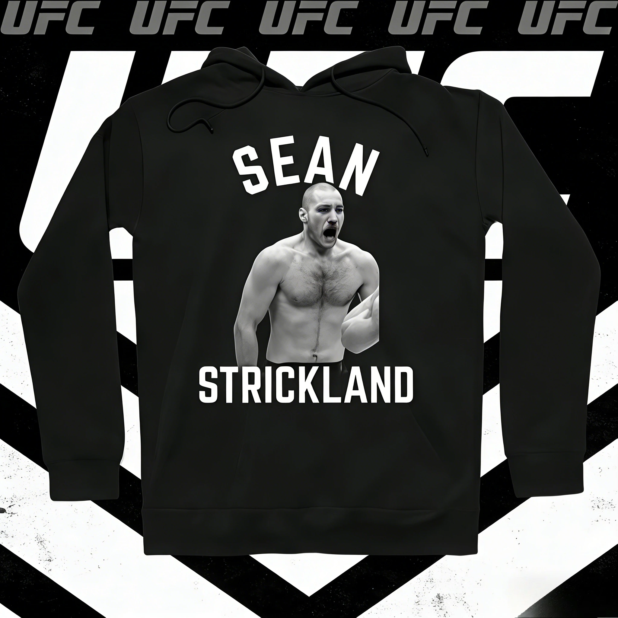 UFC Sean Strickland Theme 2026 Autunno/Inverno 100% cotone stampato comoda felpa con cappuccio casual adatta sia per uomini che per donne