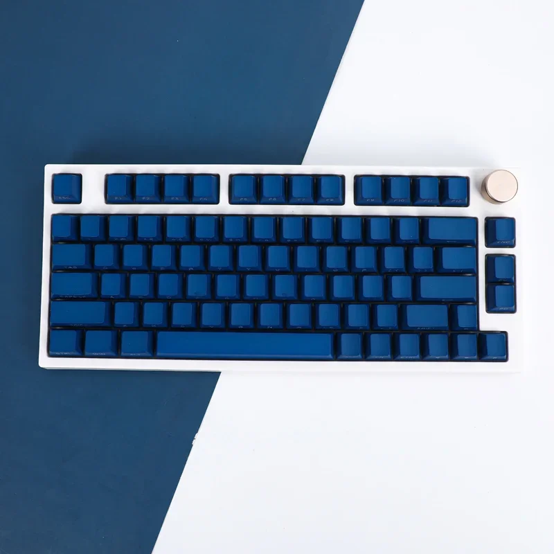 PBT Keycaps 133 Keys Prussian Blue for Mechanical Keyboard Side Print Double Shot OEM Height Backlit Transparent AULA F75 Ajazz