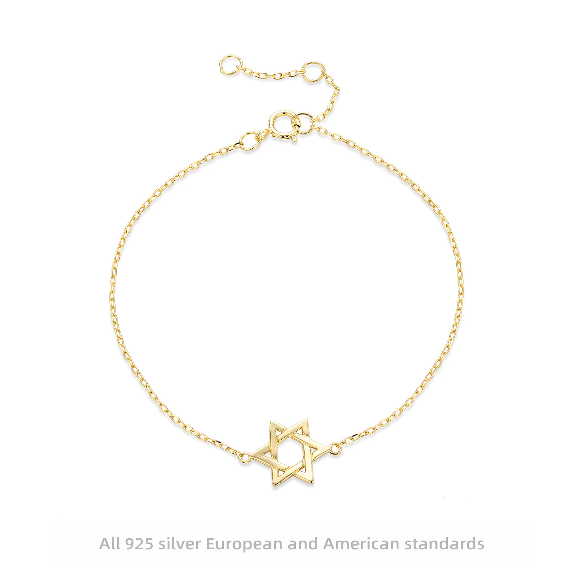 Withered S925 Sterling Silver Hand Jewelry Hexagonal Star Bracelet Accessory