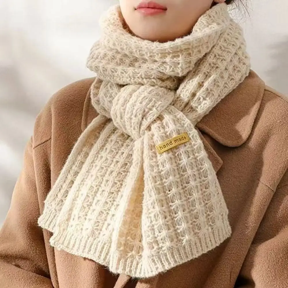 

Retro Knitting Knitted Scarf Soft Warm Winter Shawl Thicken Solid Color Long Shawl Autumn Winter